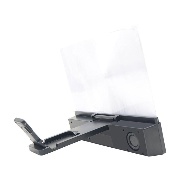 L2 12.0 Inch Universal Foldable Mobile Phone Screen Magnifier Phone Bracket Holder with Bluetooth Speaker, Size: 18.5x16.5x2cm(Black)