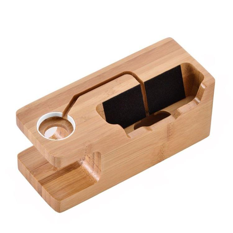 Multi-function Carbonized Bamboo 3 USB Ports Charging Dock Holders Stand Cradle Bracket