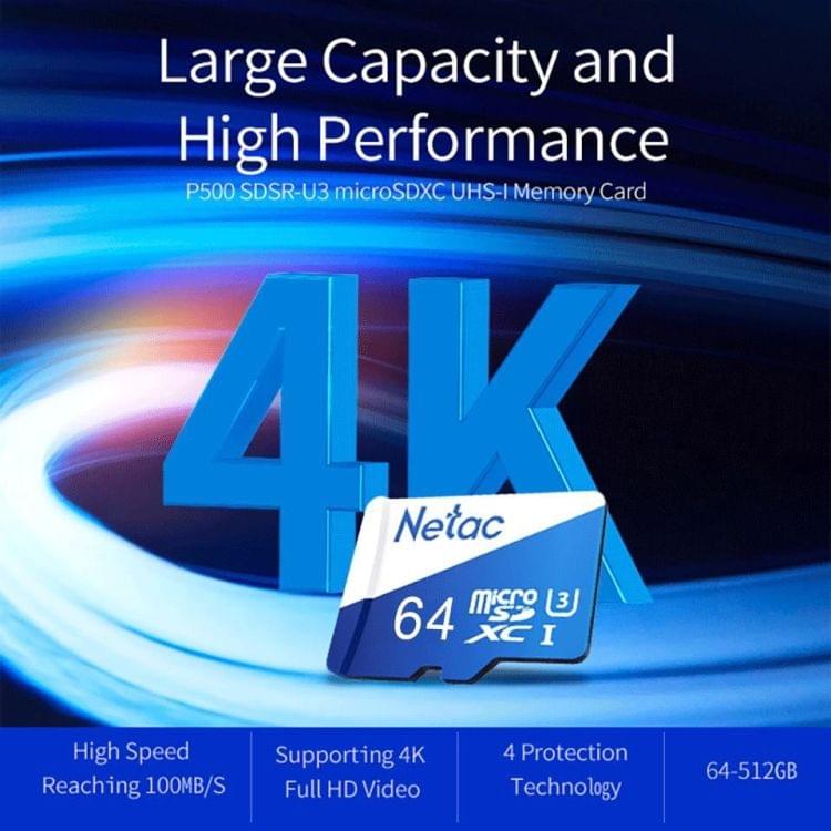 Netac P500 64GB U3 High Speed Ultra HD Video Memory Card TF Card