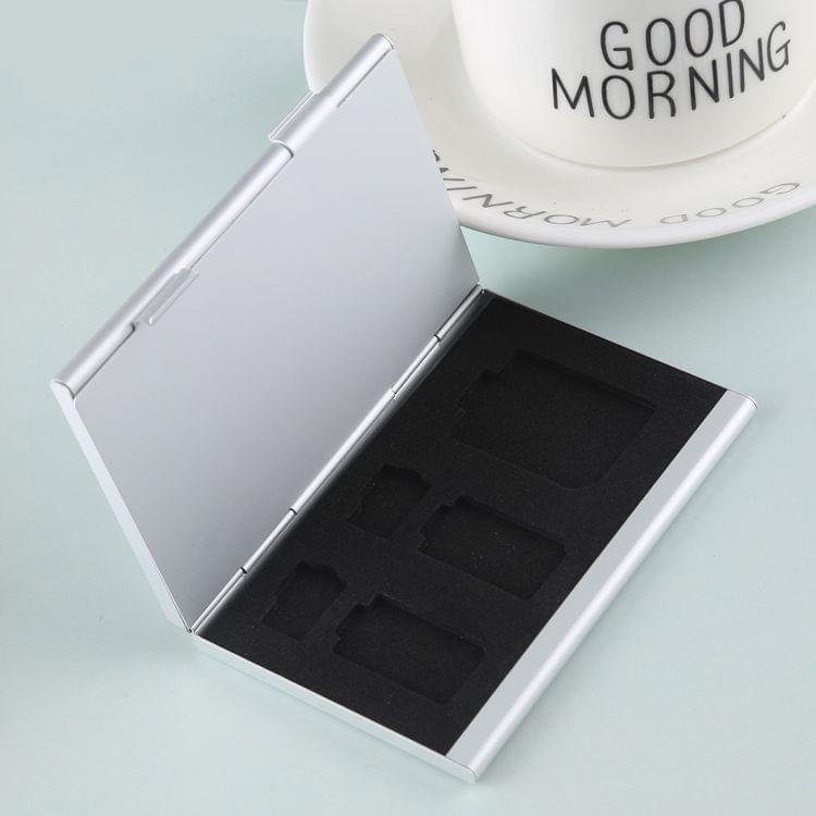 14 in 1 Memory Card Aluminum Alloy Protective Case Box for SD + 11 TF + 2 Mini SD Cards(Silver)