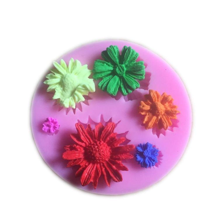 2 PCS 3D Flower Silicone Molds Fondant Craft Cake Candy Chocolate Ice Pastry Baking Tool(Pink)