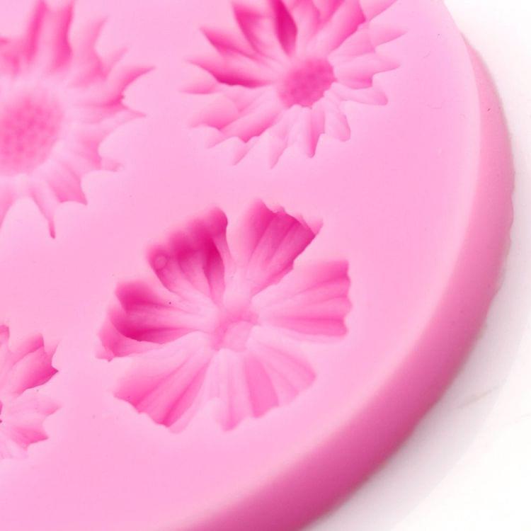 2 PCS 3D Flower Silicone Molds Fondant Craft Cake Candy Chocolate Ice Pastry Baking Tool(Pink)