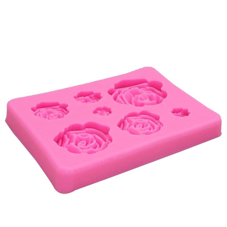 2 PCS DIY Handmade Soap Chocolate Fondant Baking Mold 3D Rose Flower Cake Decoration Silicone Mold(Gray)