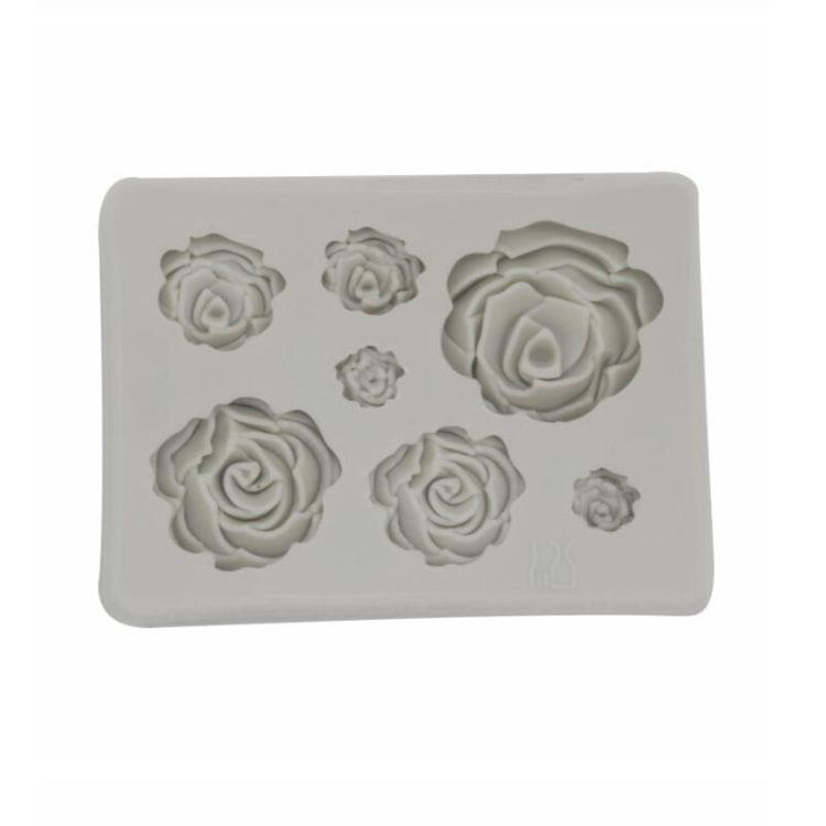 2 PCS DIY Handmade Soap Chocolate Fondant Baking Mold 3D Rose Flower Cake Decoration Silicone Mold(Gray)
