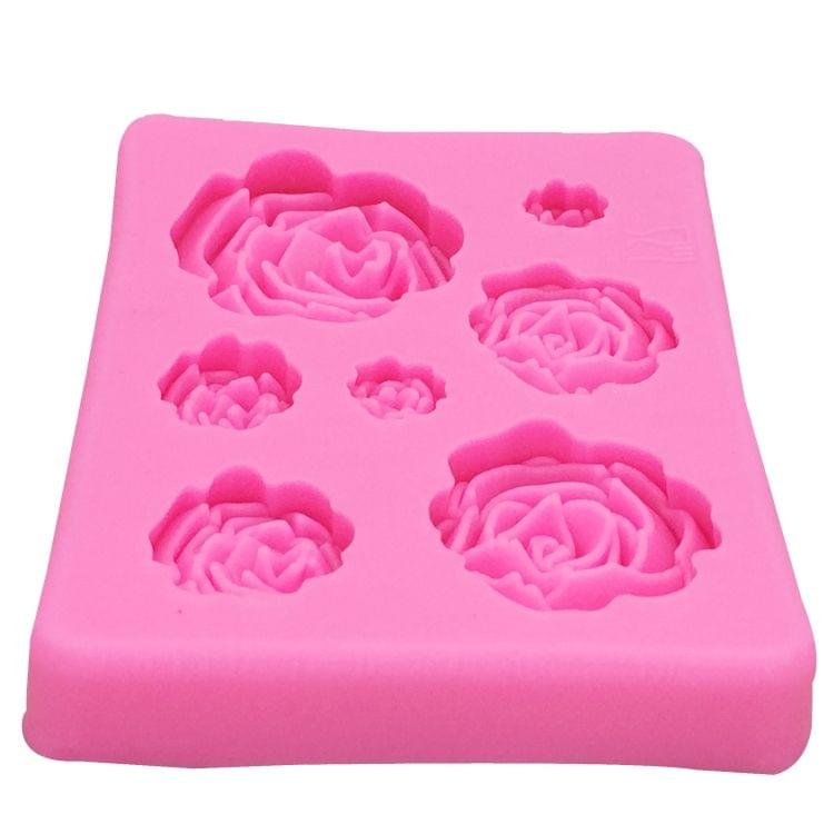 2 PCS DIY Handmade Soap Chocolate Fondant Baking Mold 3D Rose Flower Cake Decoration Silicone Mold(Gray)