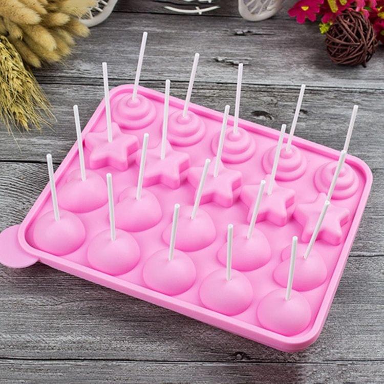 20-Capacity DIY Silicone Lollipop Chocolate Molds(Pink)