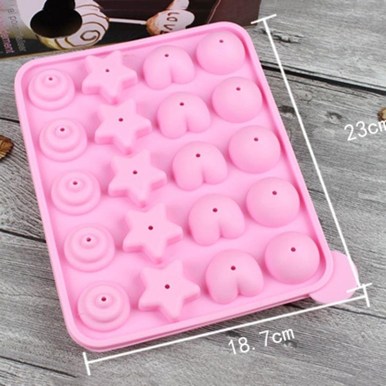 20-Capacity DIY Silicone Lollipop Chocolate Molds(Pink)