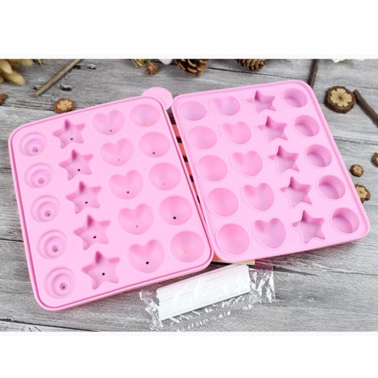 20-Capacity DIY Silicone Lollipop Chocolate Molds(Pink)