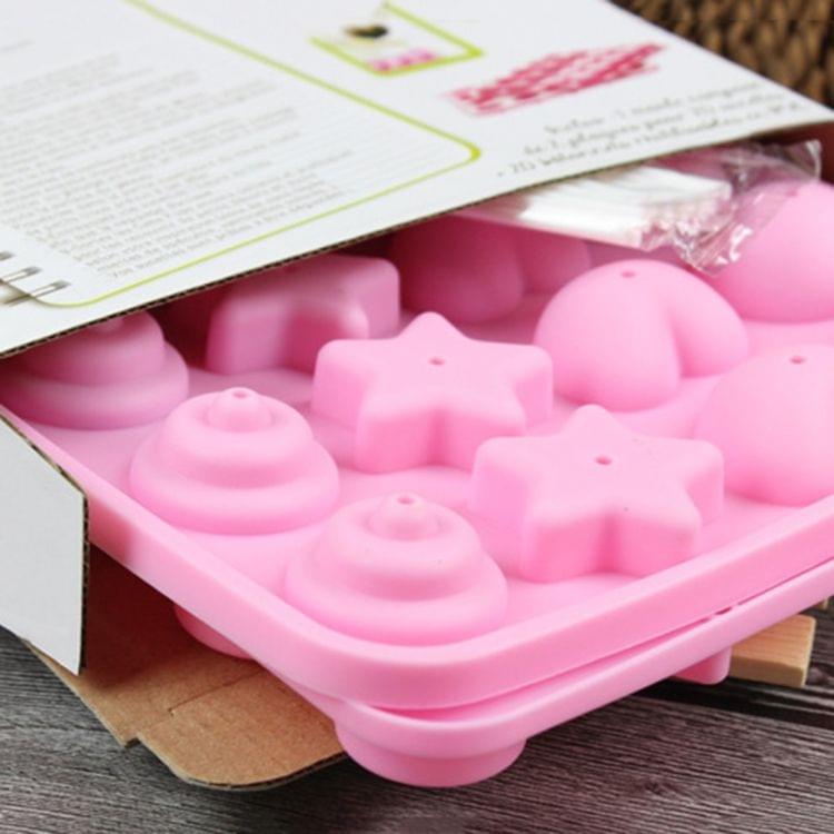 20-Capacity DIY Silicone Lollipop Chocolate Molds(Pink)