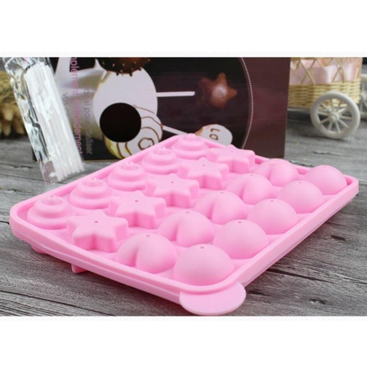 20-Capacity DIY Silicone Lollipop Chocolate Molds(Pink)