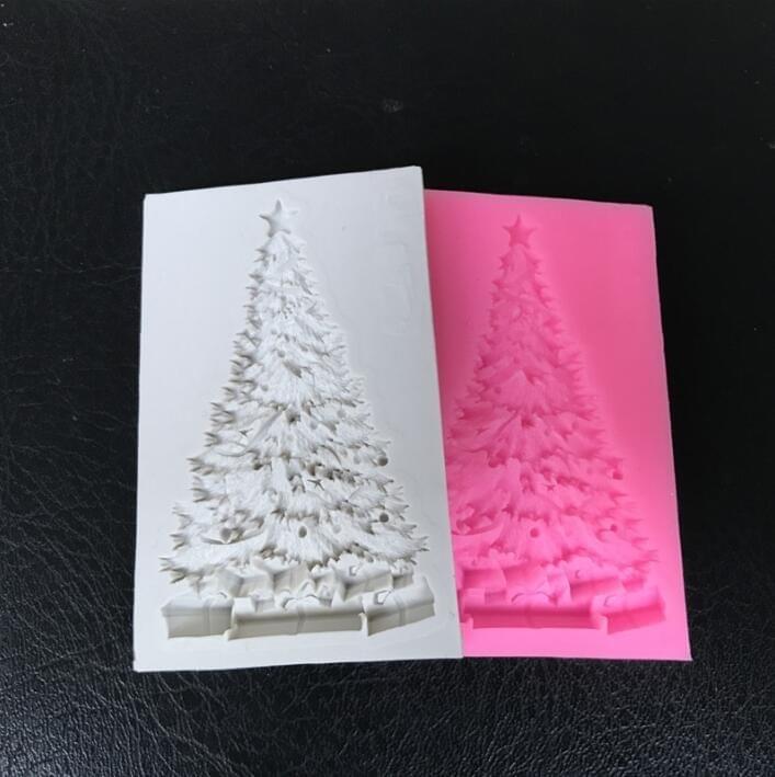 5 PCS Christmas Small Christmas Tree Fondant Cake Molding Silicone Mold(pink)