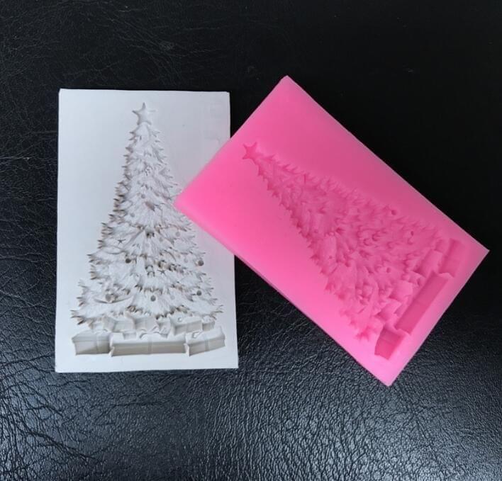 5 PCS Christmas Small Christmas Tree Fondant Cake Molding Silicone Mold(pink)