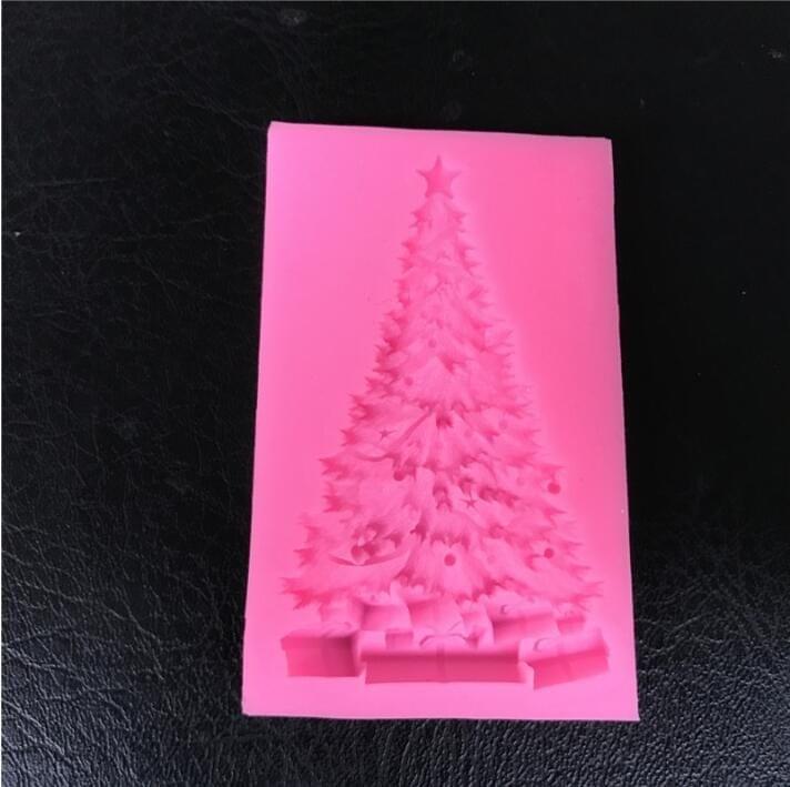 5 PCS Christmas Small Christmas Tree Fondant Cake Molding Silicone Mold(pink)