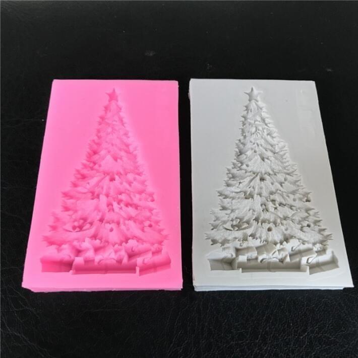 5 PCS Christmas Small Christmas Tree Fondant Cake Molding Silicone Mold(pink)