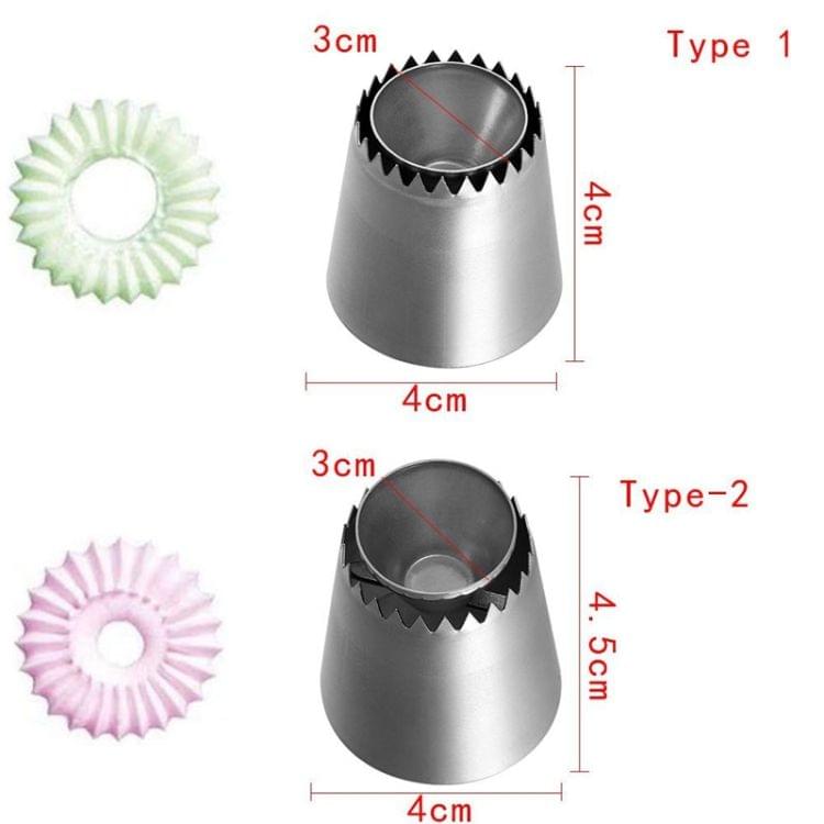 2 PCS Piping Shape Nozzles Cake Decorating Cookies Mold(A)