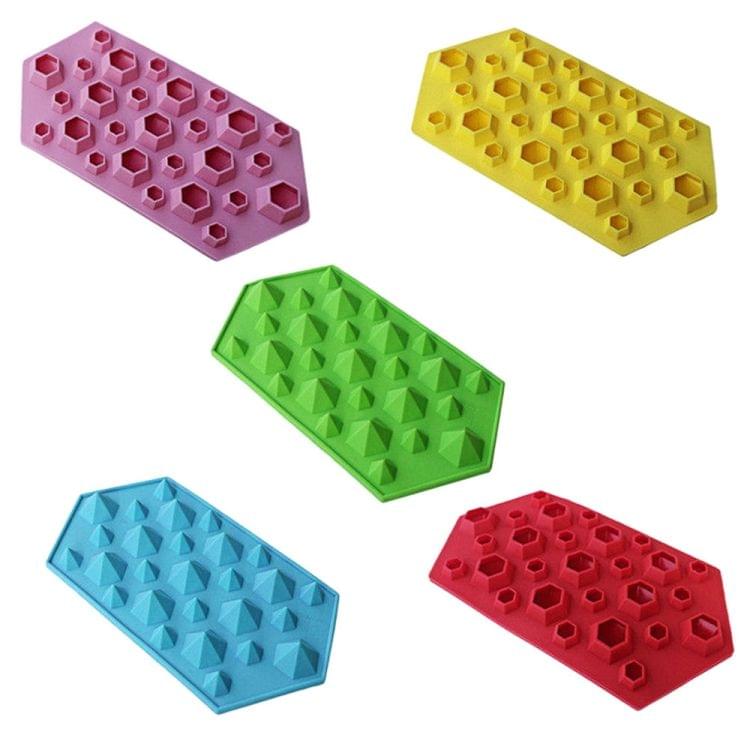 3D Diamonds Gem Cool Ice Cube Chocolate Soap Tray Mold Silicone Ice Cube Mold Maker Moulds, Random Color Delivery