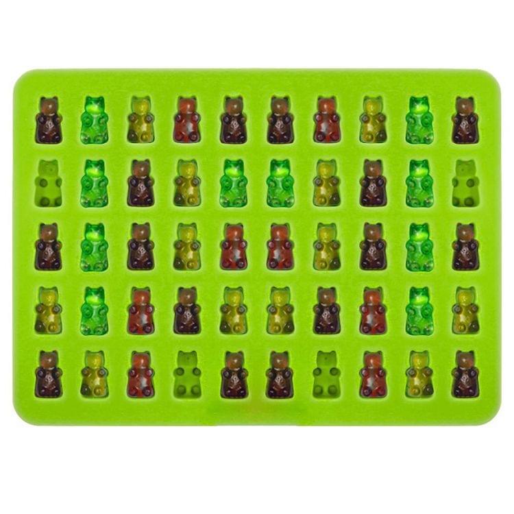 2 PCS 50 Holes Small Bear Chocolate Tray Silicone Mold Cookie Mold Candy Mold, Random Color Delivery, Size: 19*13.7*1cm