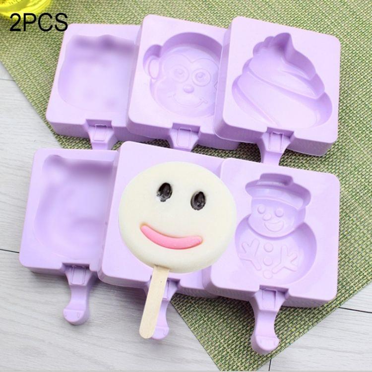 2 PCS DIY Silicone Ice Cream Popsicle Mold with 20 Sticks and Protective Cover, Random Style