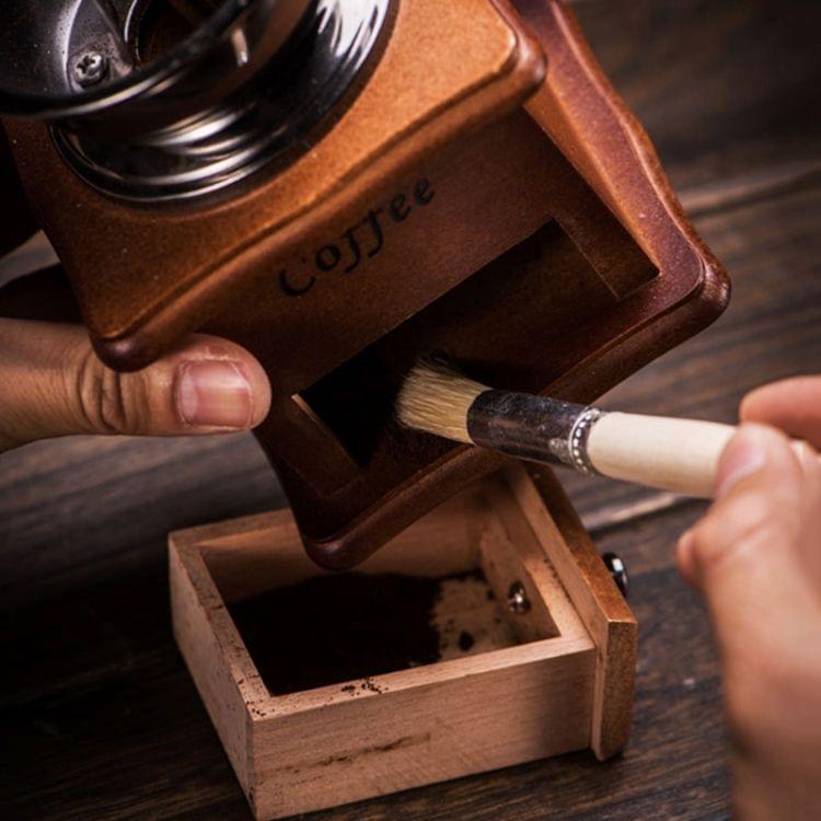 2 PCS Wood Handle Bristles Coffee Grinder Dusting Cleaning Brush, Length: 19.5cm