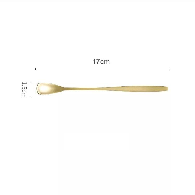 2 PCS Stainless Steel Coffee Spoon With Long Handle Kitchen Colorful Scoops Dessert Tea Spoon(Gold)