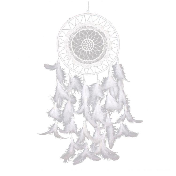 Creative White Lace Flower Dream Catcher Wind Chimes Feather Pendant for Home Wall Decorations Ornament, Random Style Delivery
