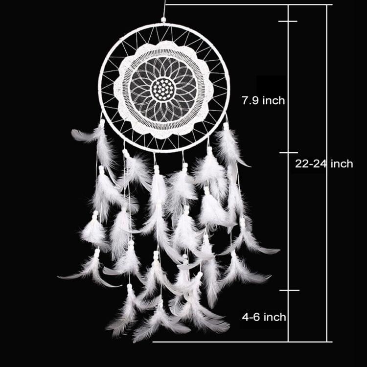 Creative White Lace Flower Dream Catcher Wind Chimes Feather Pendant for Home Wall Decorations Ornament, Random Style Delivery