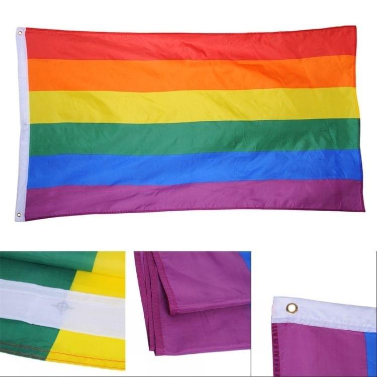 2 PCS Rainbow Flag Lesbian Gay Parade Banners LGBT Pride Flag, Size:90x60cm