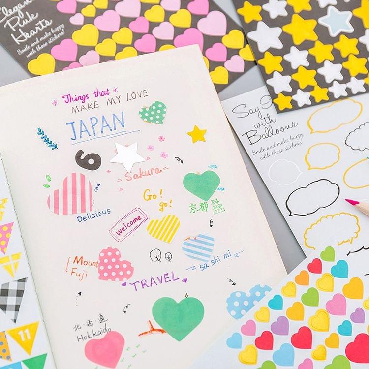 2 PCS Heart 3 Pattern Creative Cartoon Children Diary Decorative Sticker