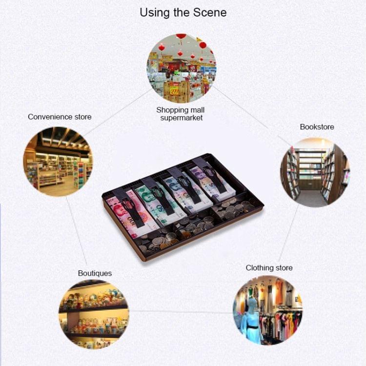 Durable Four-frame ABS Cash Coin Register Insert Tray Cashier Drawer Storage Cash Register Tray Box Classify Organizer(Pink)