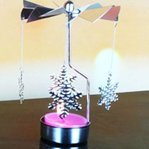 Christmas New Year Home Decoration Snowflake Pattern Metal Spinning Candle Holder