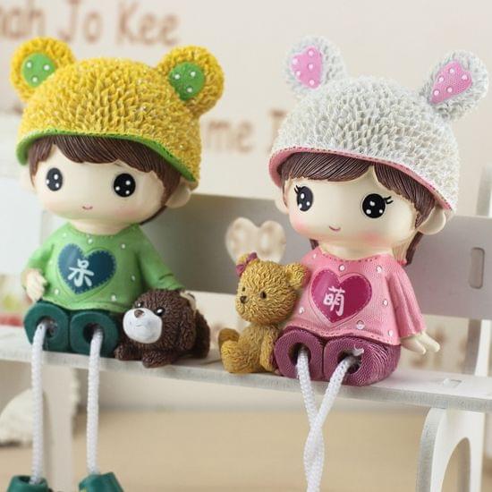 Creative Resin Crafts Hanging Feet Adorkable Couple Dolls Ornaments Home Wedding Decoration Gift