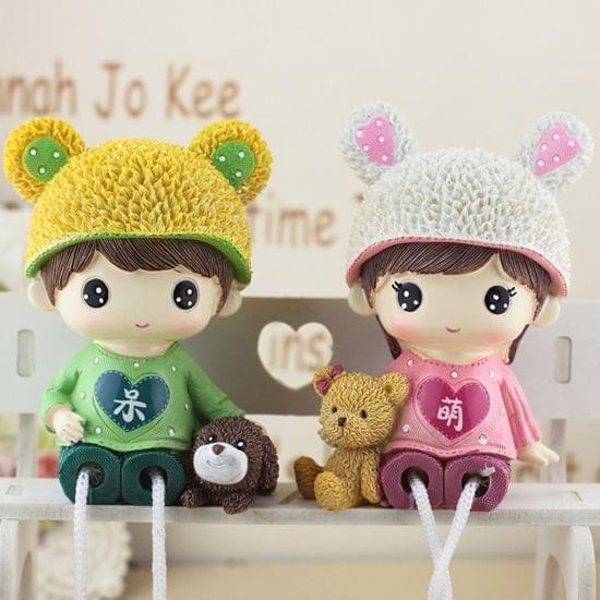 Creative Resin Crafts Hanging Feet Adorkable Couple Dolls Ornaments Home Wedding Decoration Gift