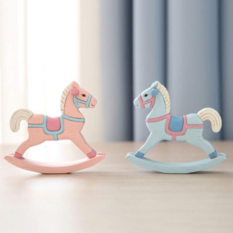 Creative Crafts Rocking Horse for Home House Decoration Desk Ornament (Baby Blue)
