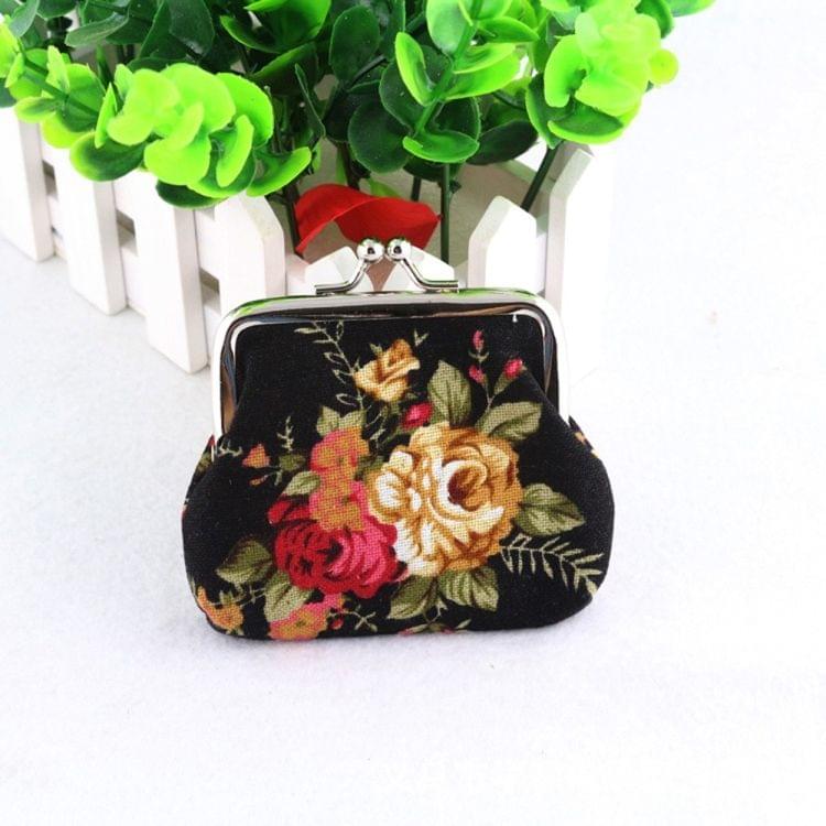 4 PCS Women Coin Purse Retro Flower Clutch Hasp Purse(White)
