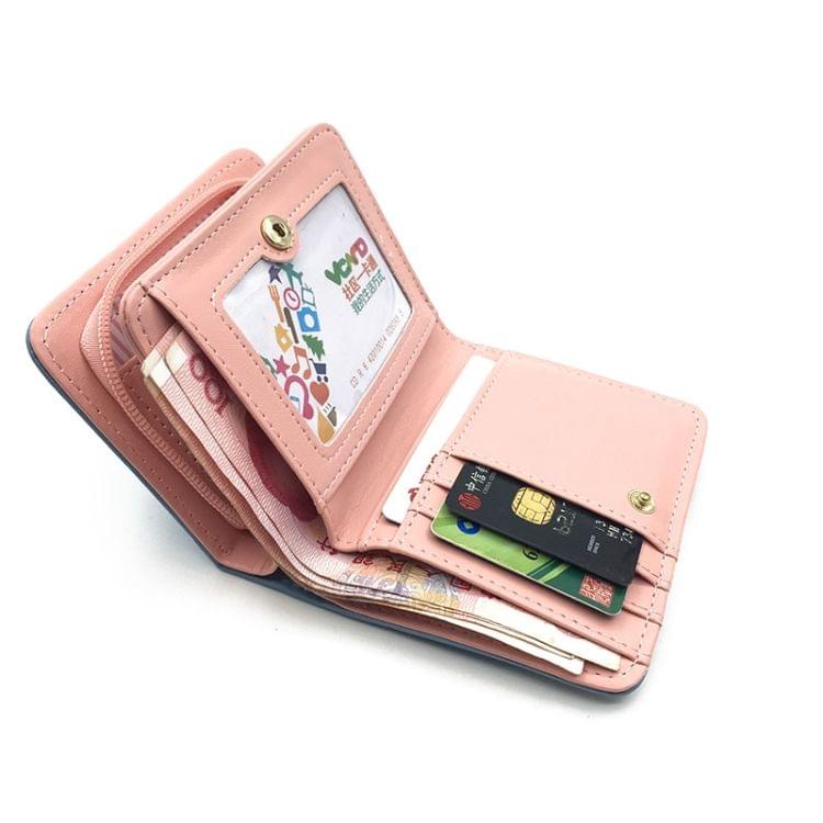 Women Cute Cat Wallet Small Zipper Wallet PU Leather Coin Purse Card Holder(Pink)