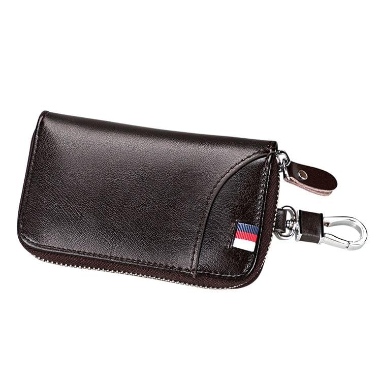 9102 Multi-function Waist Hanging Leather Zipper Wallet Keys Holder Bag (Coffee)