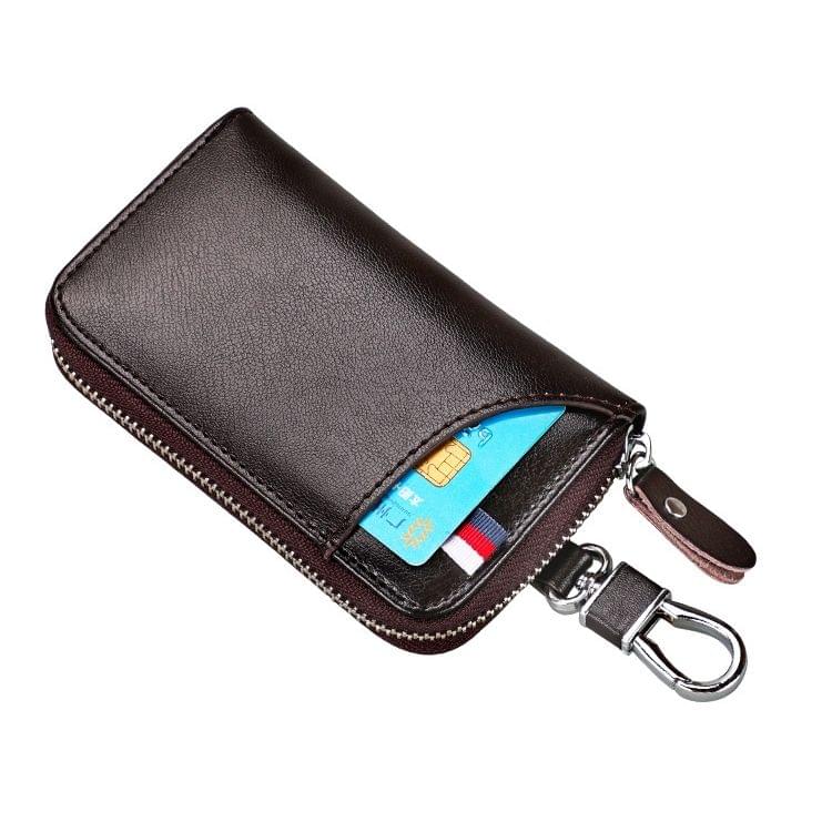 9102 Multi-function Waist Hanging Leather Zipper Wallet Keys Holder Bag (Coffee)