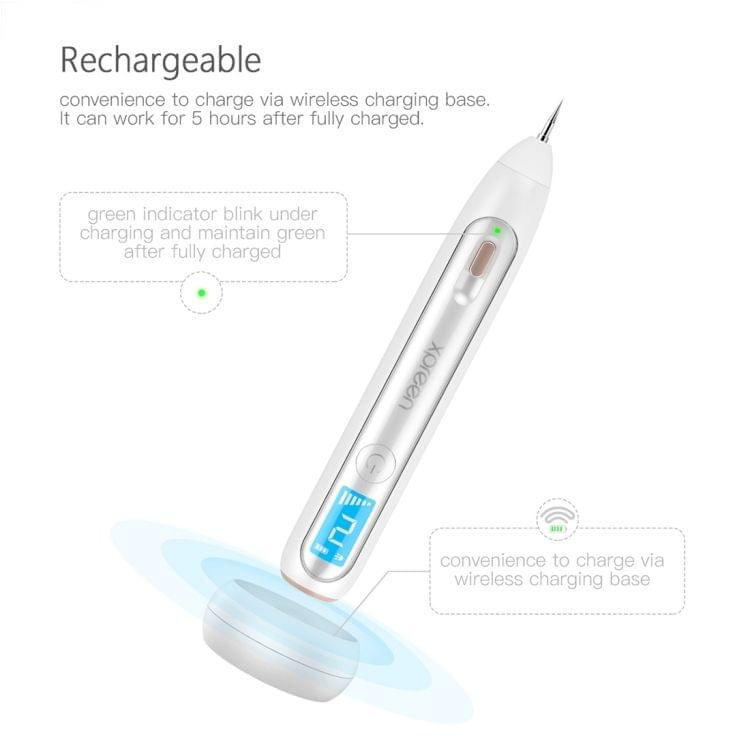 XPREEN XPRE051 Professional Wireless Rechargeable Mole Freckle Dark Spots Tattoo Wart Removal Pen Skin Tag Spot Eraser Pro Beauty Sweep Spot Pen Kit With LED Screen & Spotlight (White)