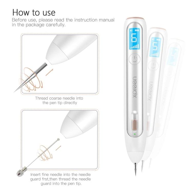XPREEN XPRE051 Professional Wireless Rechargeable Mole Freckle Dark Spots Tattoo Wart Removal Pen Skin Tag Spot Eraser Pro Beauty Sweep Spot Pen Kit With LED Screen & Spotlight (White)