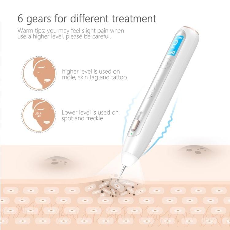 XPREEN XPRE051 Professional Wireless Rechargeable Mole Freckle Dark Spots Tattoo Wart Removal Pen Skin Tag Spot Eraser Pro Beauty Sweep Spot Pen Kit With LED Screen & Spotlight (White)