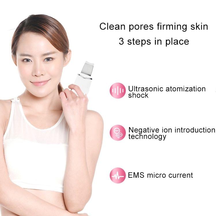 2W Ultrasonic Vibration Face Cleansing Machine Dead Skin Cleaner Scrubber Shovel Tool Face Beauty Instrument (Black)