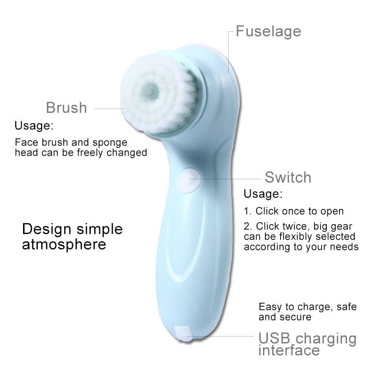 1.2W USB Charging Electronic Cleaning Face Beauty Instrument Pores Nose Blackhead Facial Cleansing Brush(Blue)