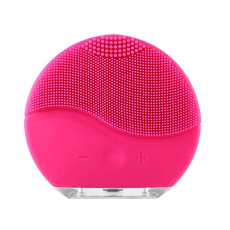 Electric Vibration Facial Cleansing Brush Skin Remove Blackhead Pore Cleanser Waterproof Silicone Face Massager(rose red)