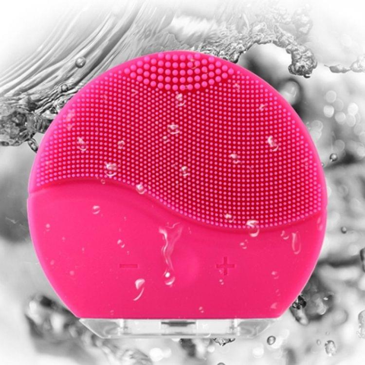 Electric Vibration Facial Cleansing Brush Skin Remove Blackhead Pore Cleanser Waterproof Silicone Face Massager(rose red)