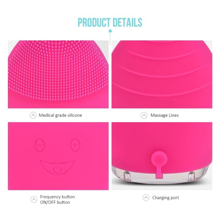 Mini Electric Face Cleansing Brush Rechargeable Silicone Facial Cleansing Deep Pore Cleaning Water-Resistant Vibrating Massager(Light Pink)