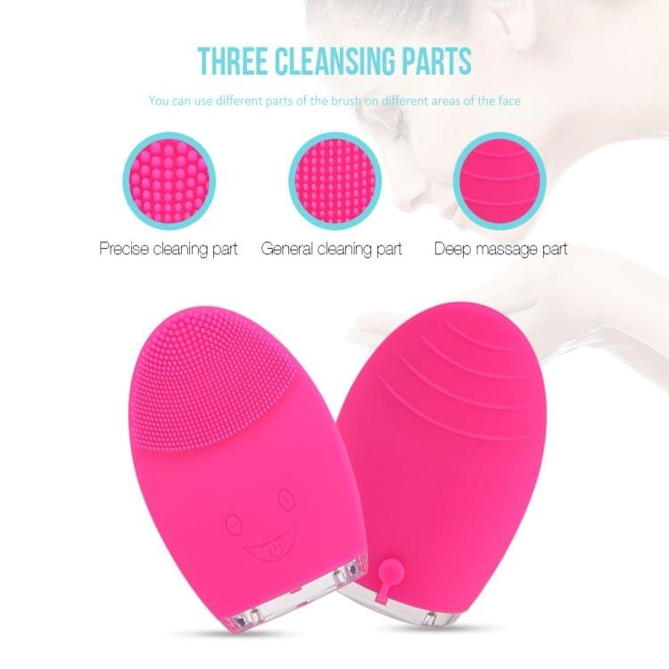 Mini Electric Face Cleansing Brush Rechargeable Silicone Facial Cleansing Deep Pore Cleaning Water-Resistant Vibrating Massager(Light Pink)