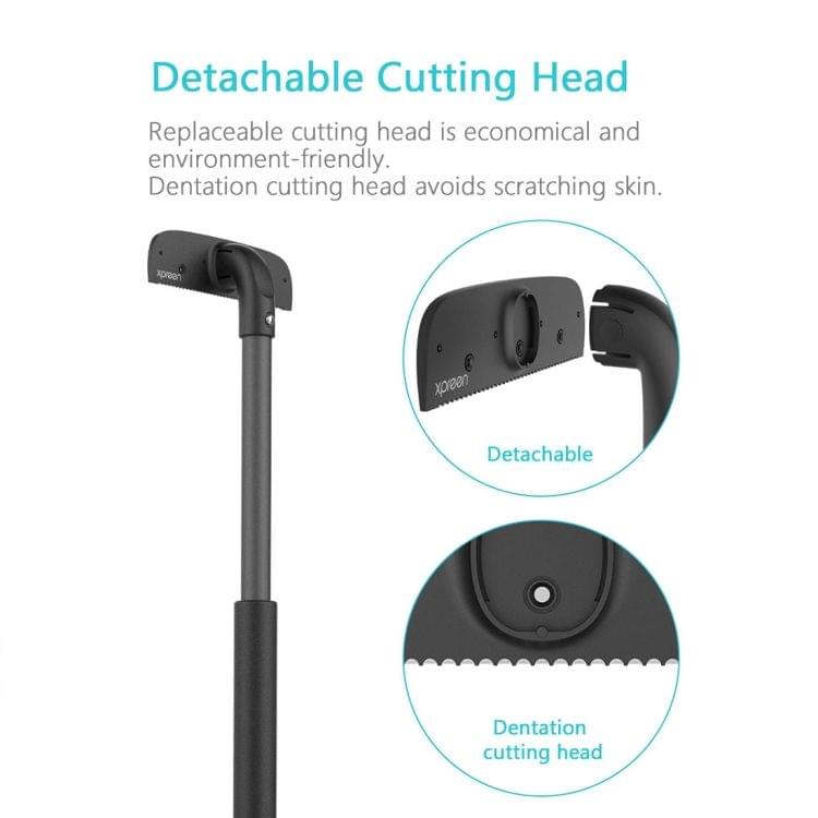 XPREEN XPRE034 Stretchable Handle Stainless Steel Blade Back Shaver Adjustable Back Razor with Lanyard for Men(Black)