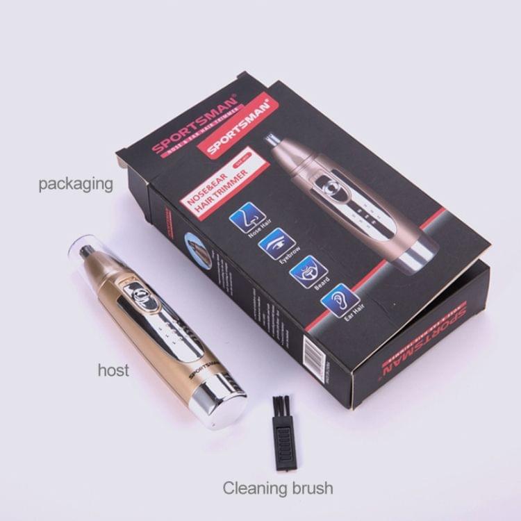 SPORTSMAN Water Proof Battery Power Supply Male Nose Ear Hair Bullet Shaped Trimmer(Gold)