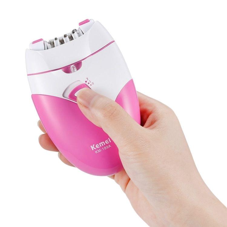 Kemei Rechargable USB Electric Epilator Woman Cordless Hair Removal Body Leg Shaving Apparatus Depilation Machine(Rose Red)