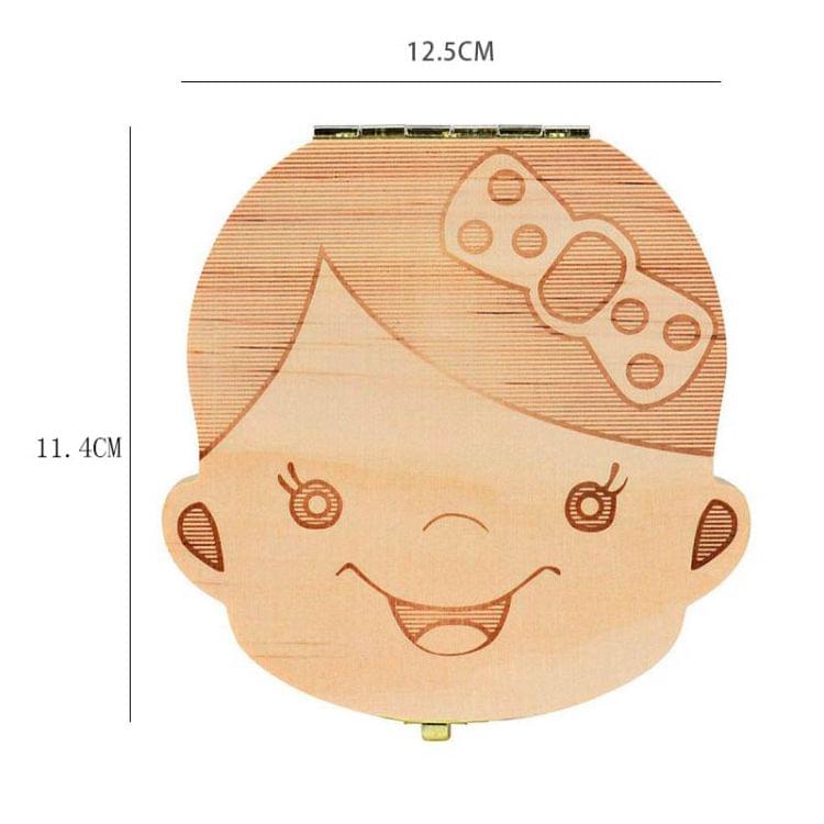 Wood Baby Teeth Box Organizer Milk Teeth Storage Box, Language:Russian(Boy)
